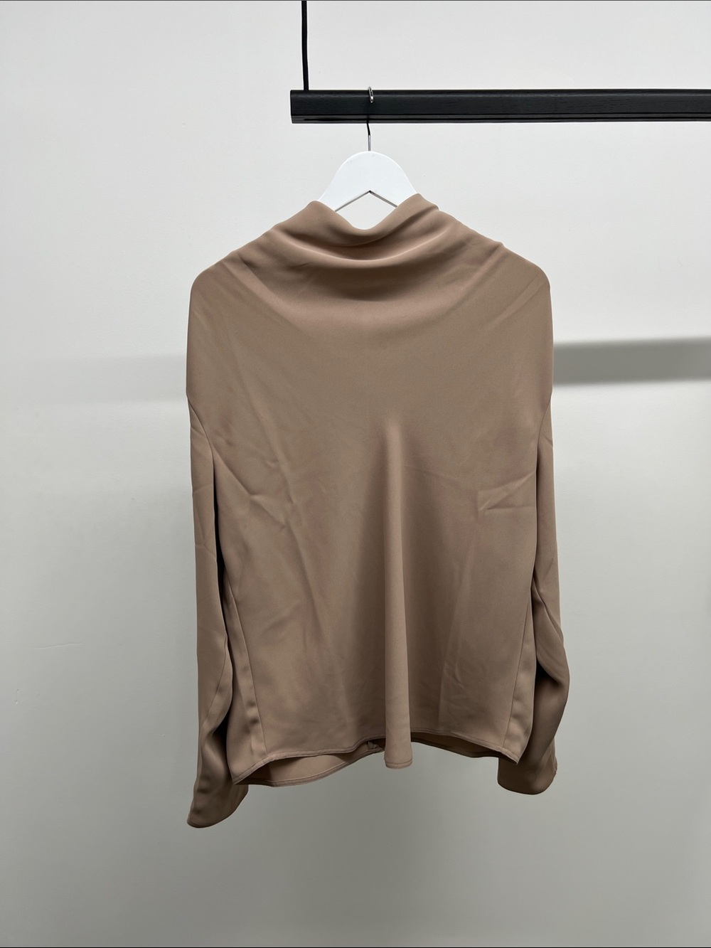 Babaton Draped Neck Long-Sleeve Top - Taupe